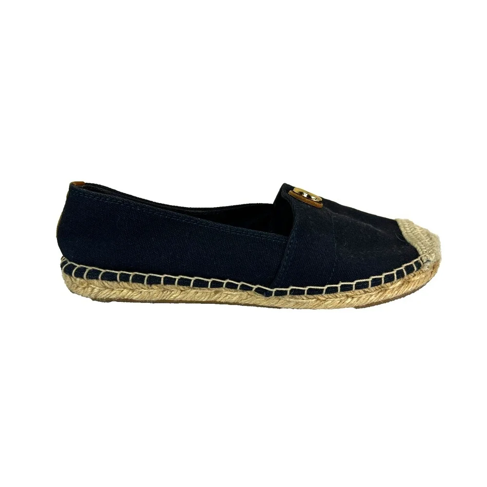 Talbots Dragonfly Espadrille Flats Blue Canvas Round Toe‎ SZ 7.5